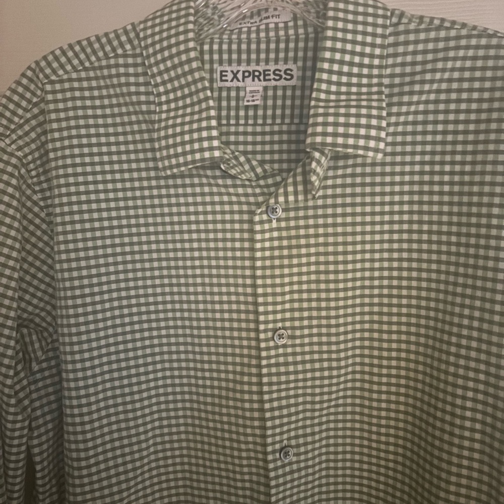 Express Men's Green Checkered Shirt